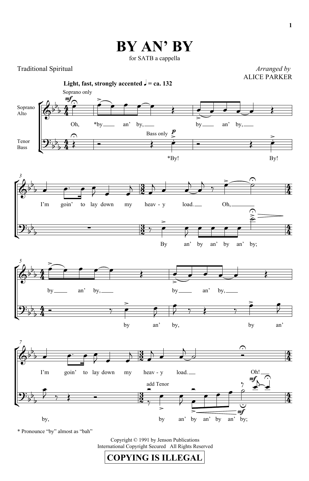 Alice Parker By An' By sheet music notes and chords. Download Printable PDF.