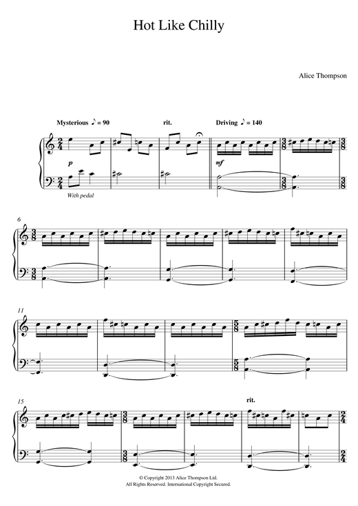 Alice Thompson Hot Like Chilly sheet music notes and chords. Download Printable PDF.