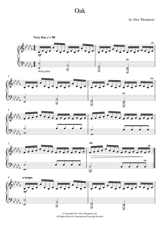 Alice Thompson Oak sheet music notes and chords. Download Printable PDF.