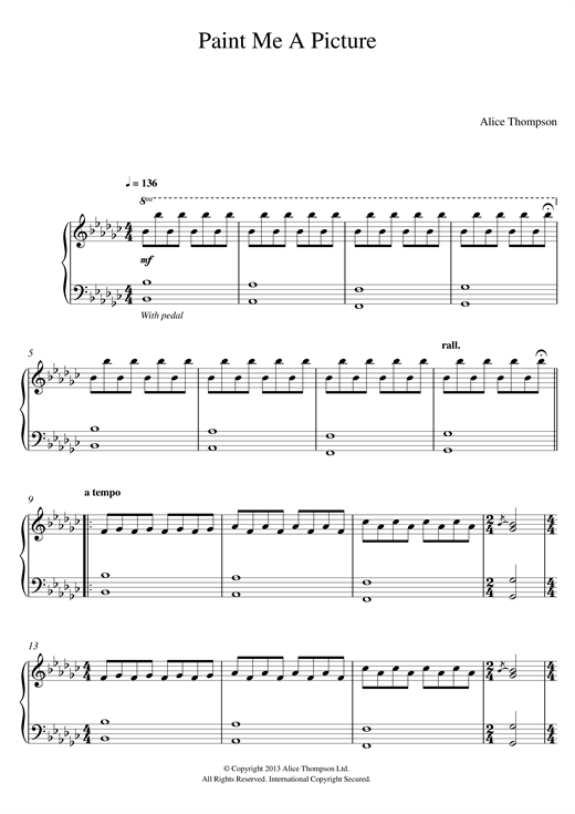 Learn to play Alice Thompson Paint Me A Picture sheet music for Piano Solo in minutes. Alice Thompson Paint Me A Picture sheet music notes and chords