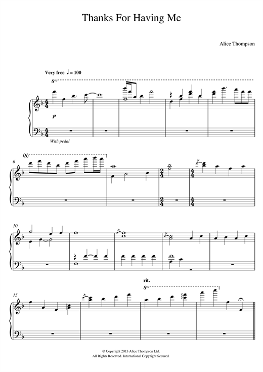 Alice Thompson Thanks For Having Me sheet music notes and chords. Download Printable PDF.