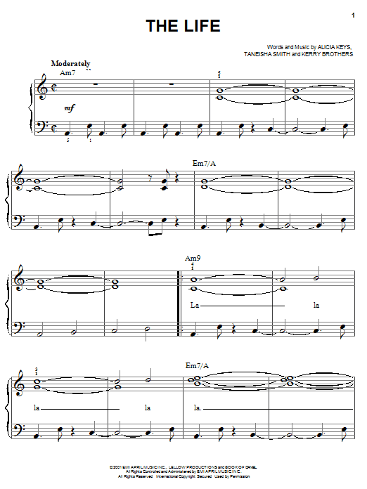 Learn to play Alicia Keys The Life sheet music for Easy Piano in minutes. Price: 6.9900$ Alicia Keys The Life sheet music notes and chords arranged for Easy Piano
