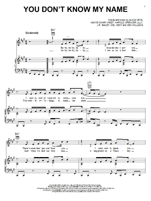 Alicia Keys You Don't Know My Name sheet music notes and chords. Download Printable PDF.