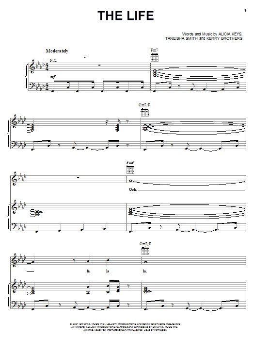 Alicia Keys The Life sheet music for Piano, Vocal & Guitar (Right-Hand Melody) in minutes. Price: 7.8900$ Alicia Keys The Life sheet music notes and chords. Download Printable PDF.