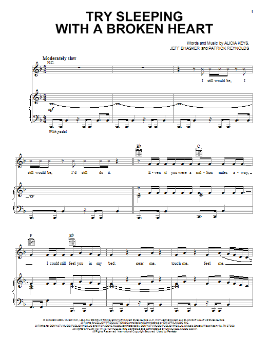 Alicia Keys Try Sleeping With A Broken Heart Chords Alicia Keys Try Sleeping With A Broken Heart Sheet Music Pdf