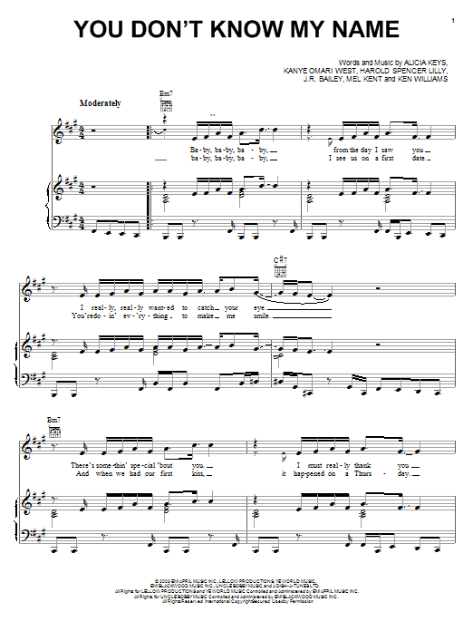 Learn to play Alicia Keys You Don't Know My Name sheet music for Piano, Vocal & Guitar in minutes. Alicia Keys You Don't Know My Name sheet music notes and chords. Download Printable PDF.