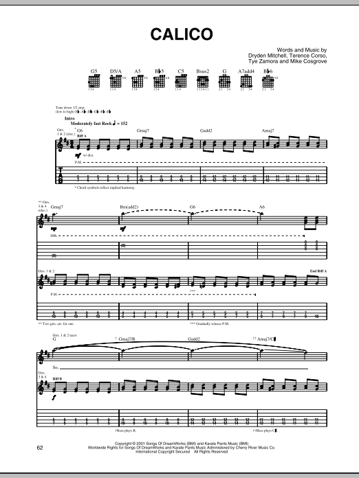 Alien Ant Farm Calico sheet music notes and chords. Download Printable PDF.