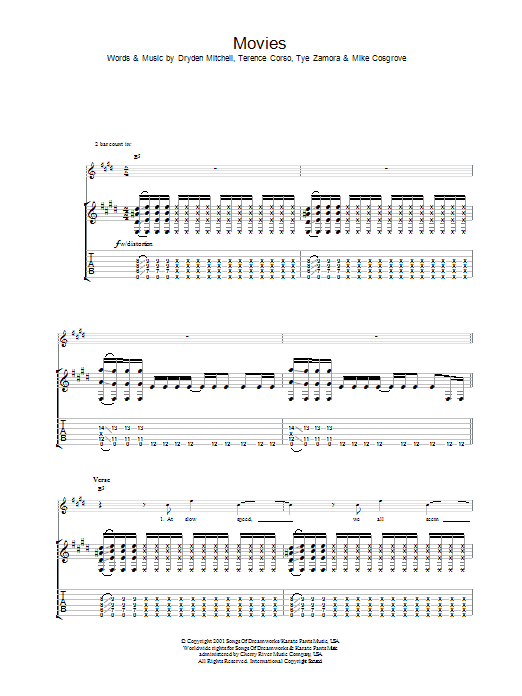 Alien Ant Farm Movies sheet music notes and chords. Download Printable PDF.