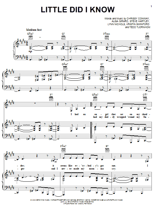 Learn to play Alisa Girard Little Did I Know sheet music for Piano, Vocal & Guitar (Right-Hand Melody) in minutes. Alisa Girard Little Did I Know sheet music notes and chords