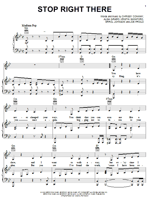 Learn to play Alisa Girard Stop Right There sheet music for Piano, Vocal & Guitar (Right-Hand Melody) in minutes. Alisa Girard Stop Right There sheet music notes and chords