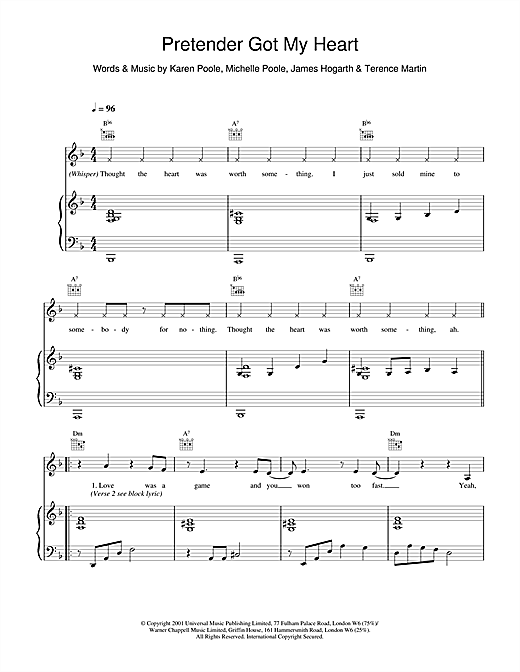 Learn to play Alisha's Attic Pretender Got My Heart sheet music for Piano, Vocal & Guitar in minutes. Alisha's Attic Pretender Got My Heart sheet music notes and chords. Download Printable PDF.