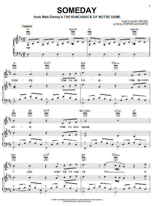 All-4-One Someday (from Walt Disney's The Hunchback Of Notre Dame) sheet music notes and chords. Download Printable PDF.