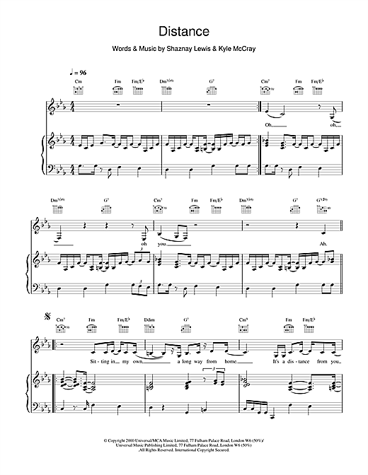 Learn to play All Saints Distance sheet music for Piano, Vocal & Guitar in minutes. All Saints Distance sheet music notes and chords. Download Printable PDF.