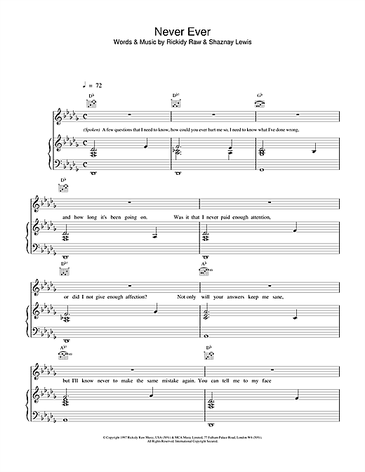 All Saints Never Ever sheet music notes and chords. Download Printable PDF.