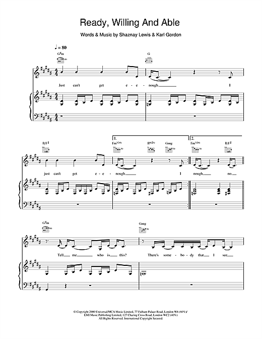 All Saints Ready, Willing And Able sheet music notes and chords. Download Printable PDF.