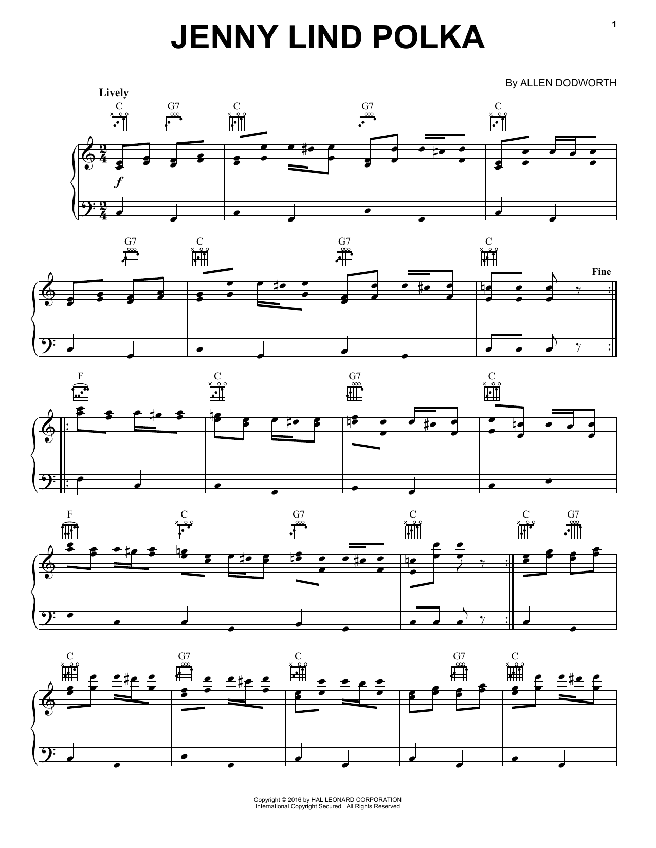 Learn to play Allan Dodworth Jenny Lind Polka sheet music for Piano Solo in minutes. Allan Dodworth Jenny Lind Polka sheet music notes and chords