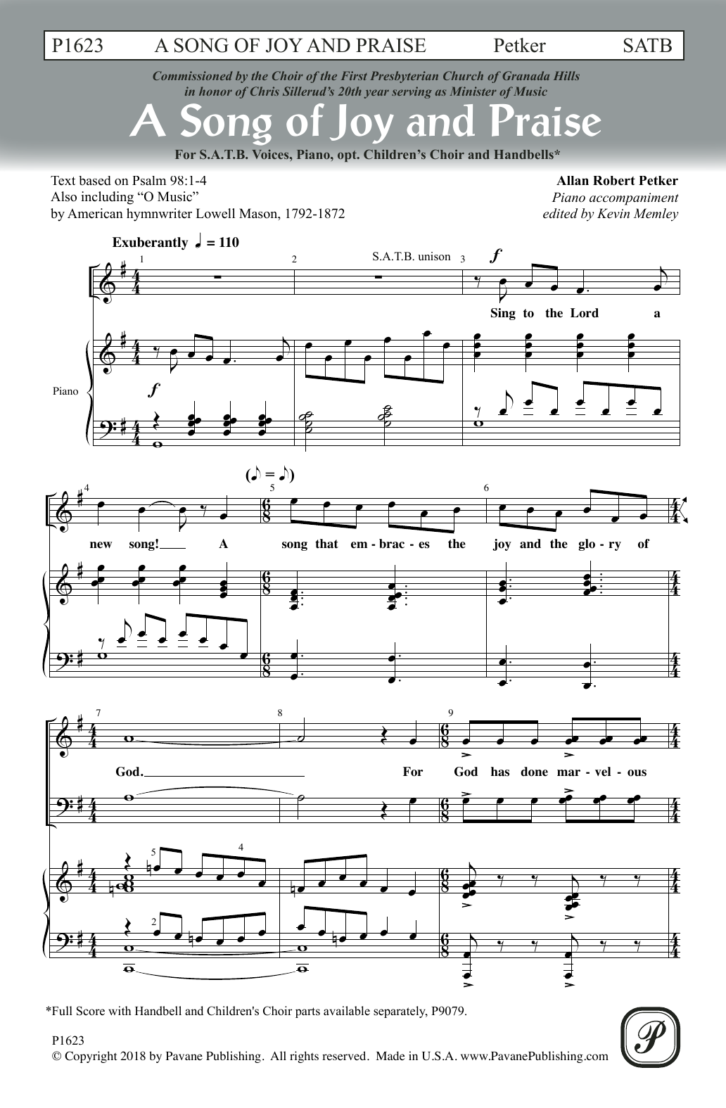 Learn to play Allan Petker A Song Of Joy And Praise sheet music for SATB Choir in minutes. Price: 3.9900$ Allan Petker A Song Of Joy And Praise sheet music notes and chords arranged for SATB Choir