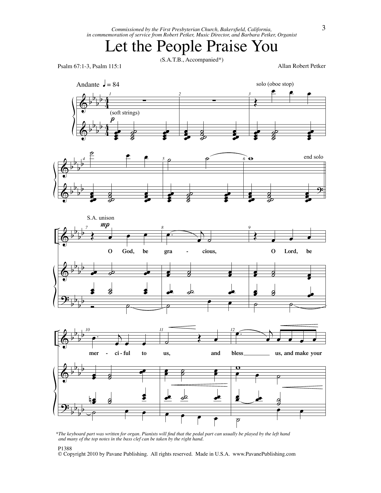 Learn to play Allan Robert Petker Let The People Praise You sheet music for SATB Choir in minutes. Price: 3.9900$ Allan Robert Petker Let The People Praise You sheet music notes and chords arranged for SATB Choir