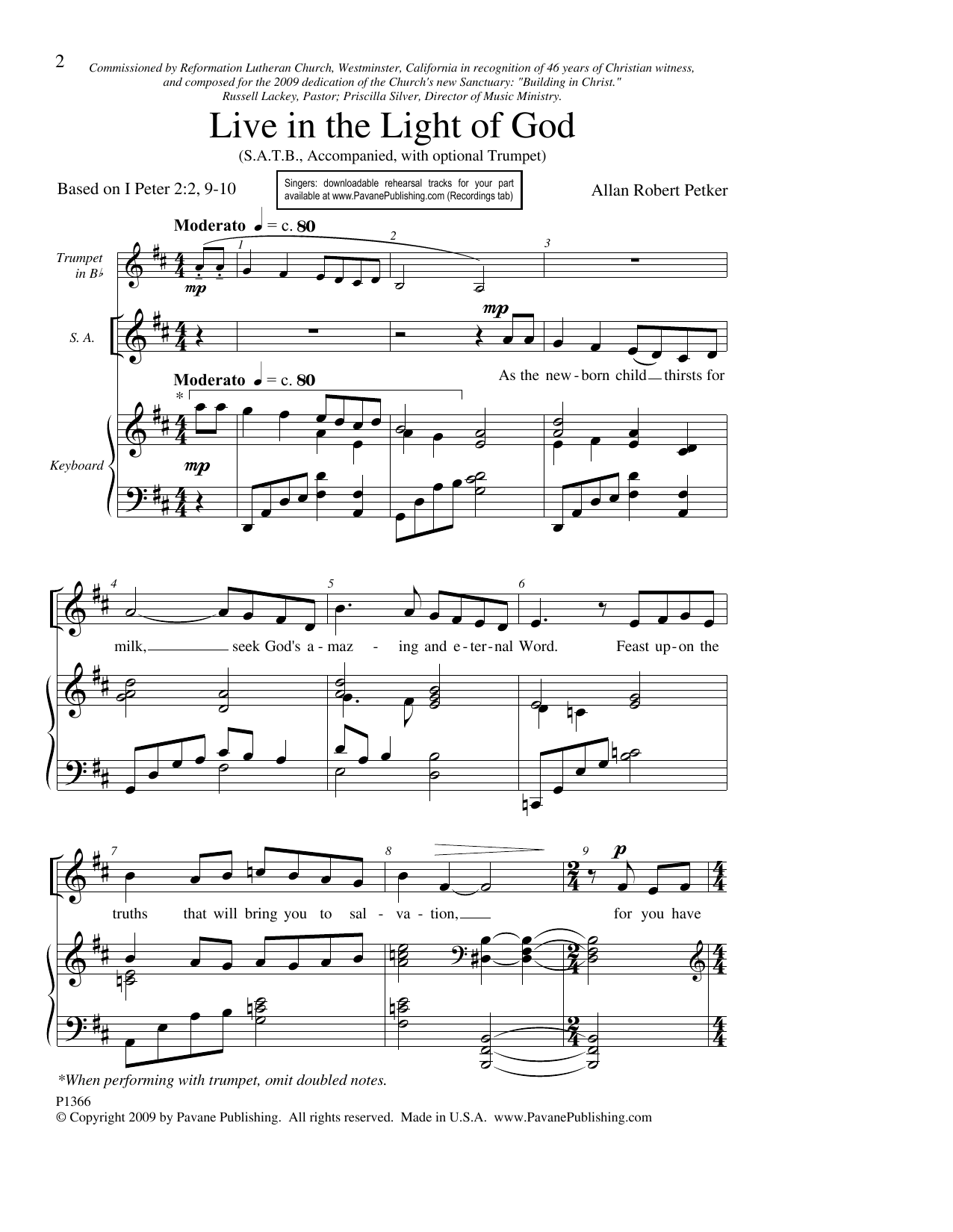 Learn to play Allan Robert Petker Live In The Light Of God sheet music for SATB Choir in minutes. Price: 3.9900$ Allan Robert Petker Live In The Light Of God sheet music notes and chords arranged for SATB Choir