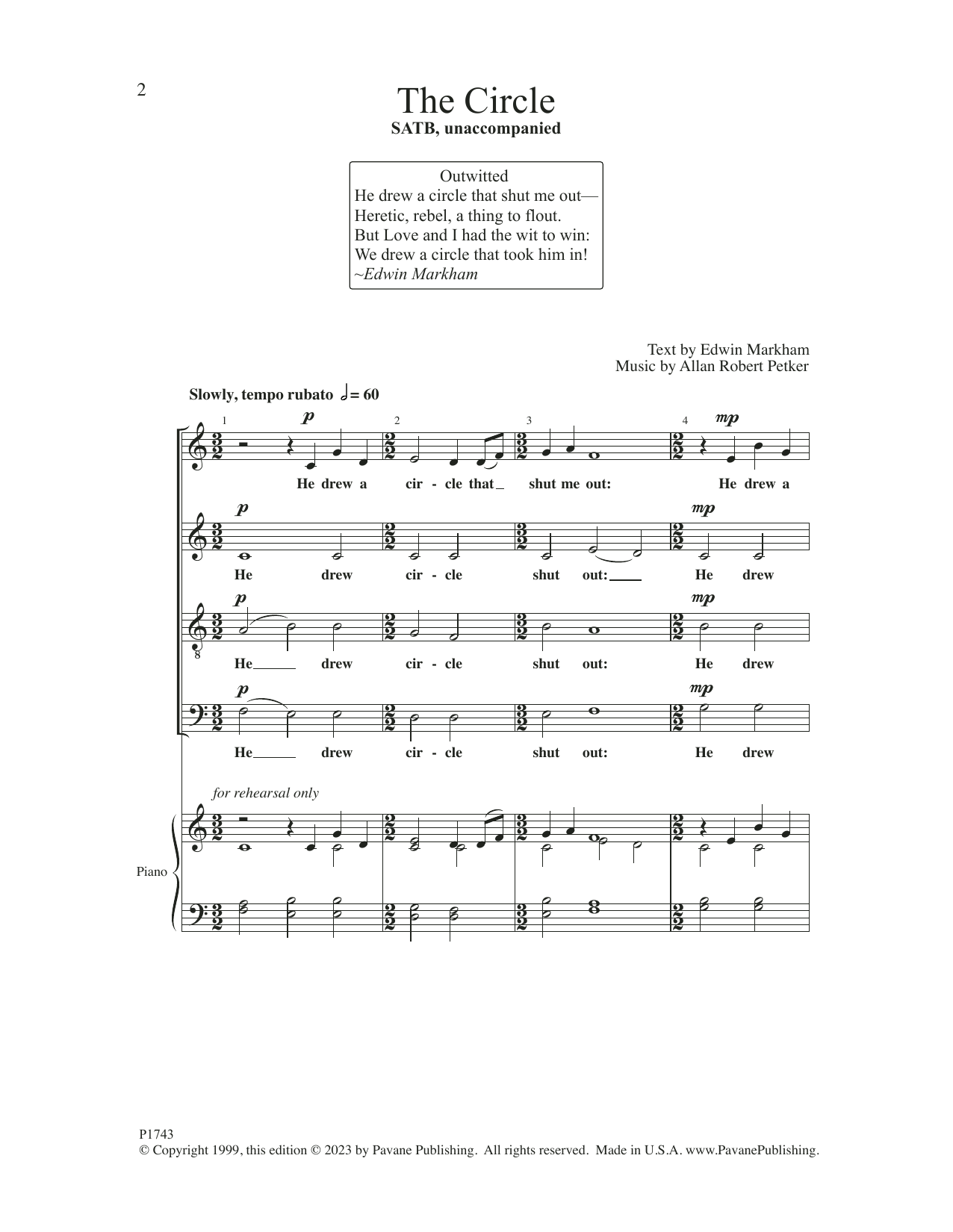 Allan Robert Petker The Circle sheet music notes and chords. Download Printable PDF.