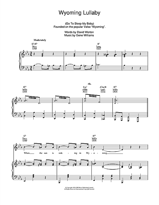 Alma Cogan Wyoming Lullaby sheet music notes and chords. Download Printable PDF.