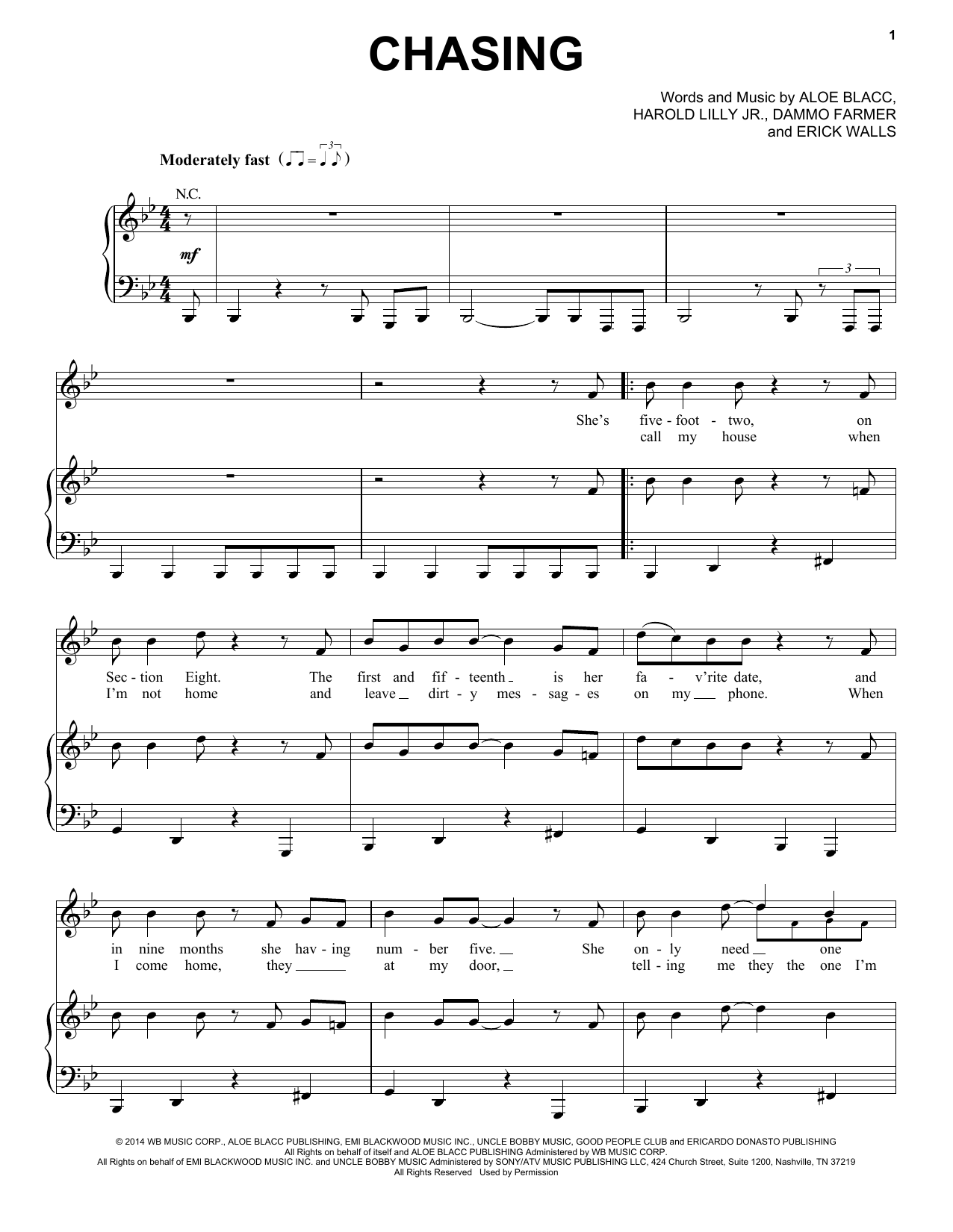 Aloe Blacc Chasing sheet music notes and chords. Download Printable PDF.