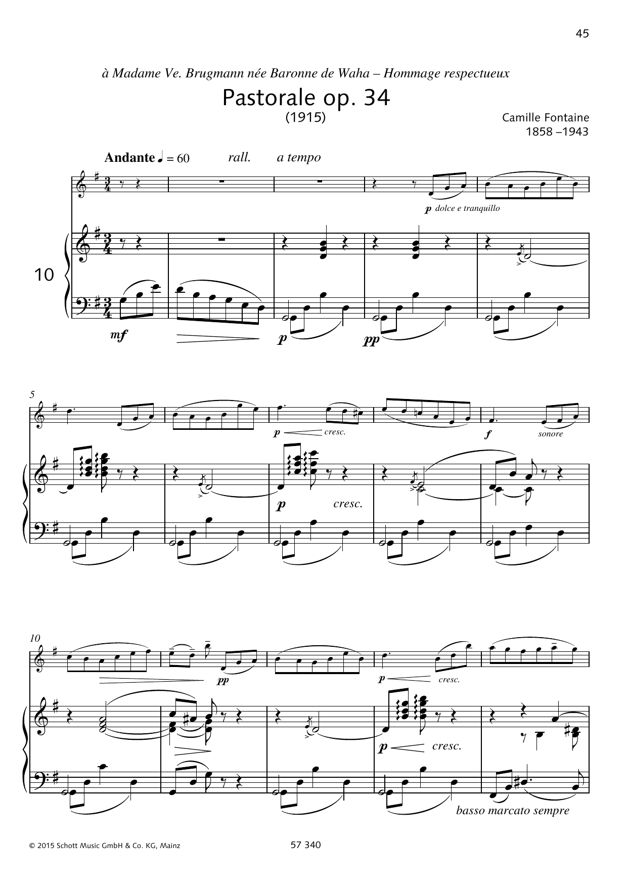 Alphonse Catherine Pastorale sheet music notes and chords. Download Printable PDF.