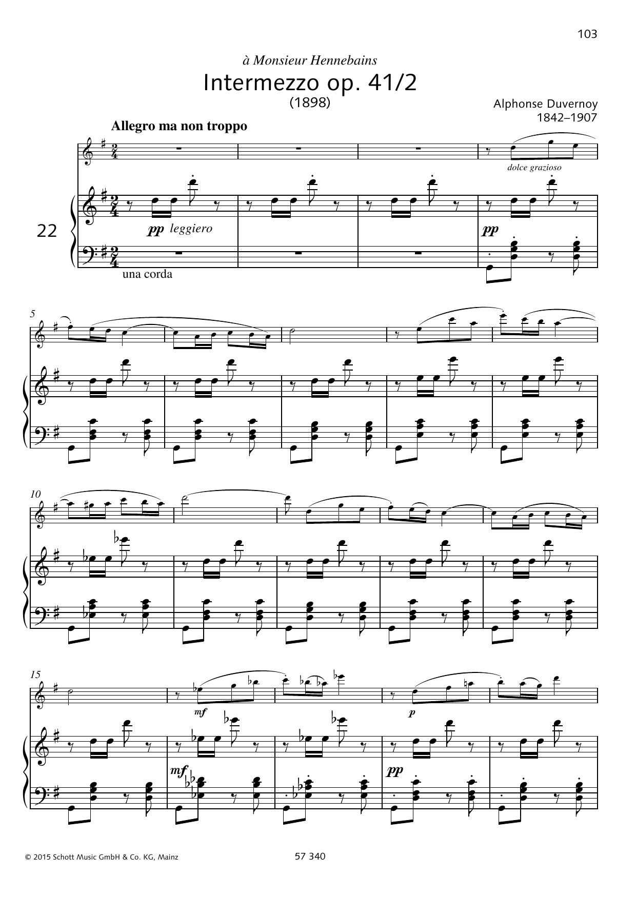 Alphonse Duvernoy Intermezzo sheet music notes and chords. Download Printable PDF.