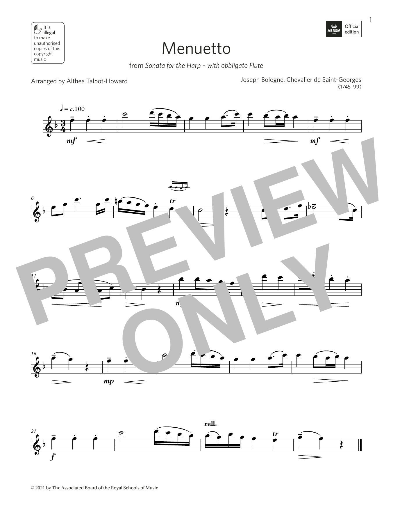 Learn to play Althea Talbot-Howard Menuetto from Sonata for the Harp (Grade 2 A5 from the ABRSM Treble Recorder syllabus from 2022) sheet music for Recorder Solo in minutes. Price: 4.4900$ Althea Talbot-Howard Menuetto from Sonata for the Harp (Grade 2 A5 from the ABRSM Treble Recorder syllabus from 2022) sheet music notes and chords arranged for Recorder Solo