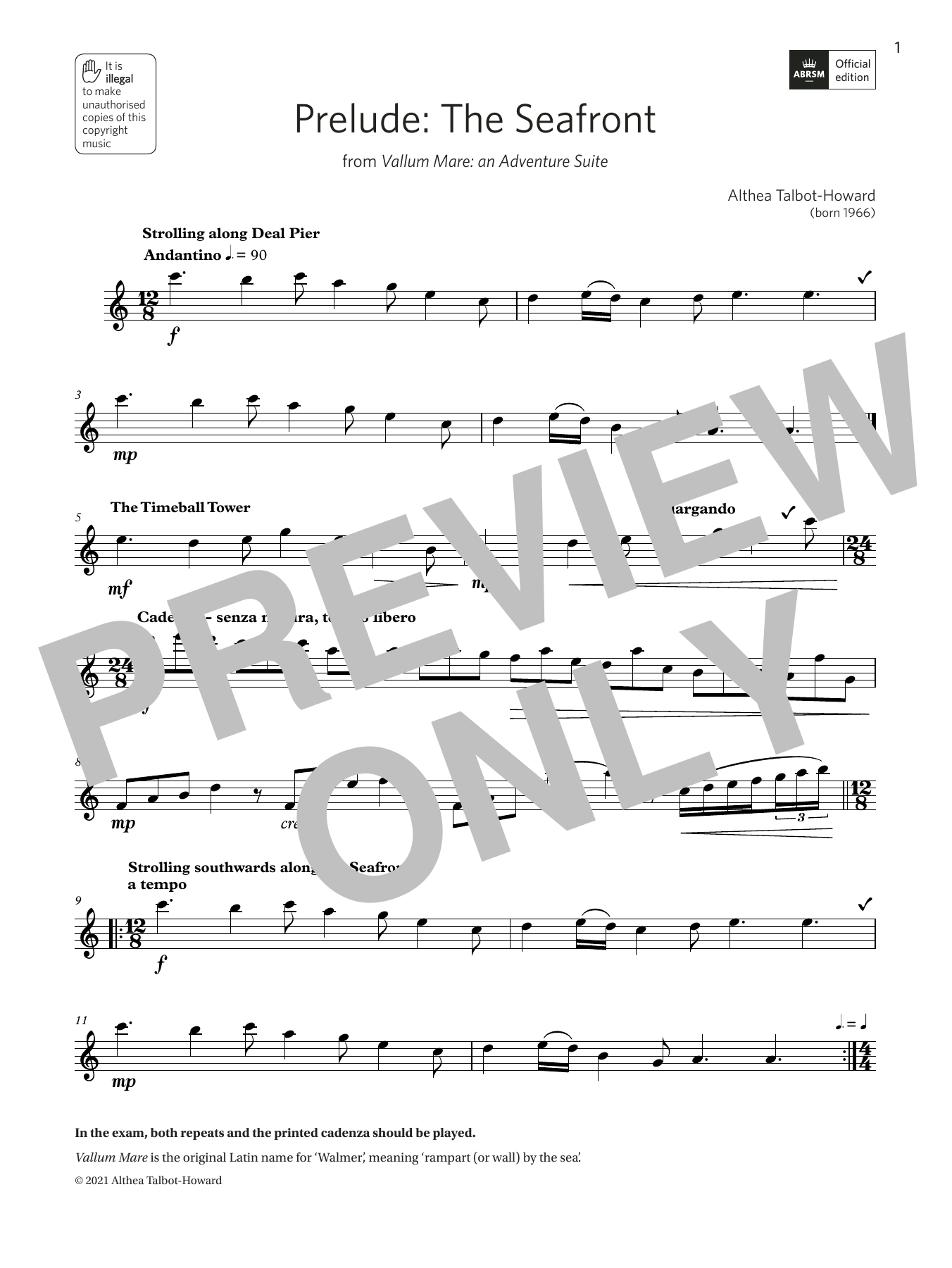 Learn to play Althea Talbot-Howard Prelude: The Seafront (Grade 5 List B10 from the ABRSM Treble Recorder syllabus from 2022) sheet music for Recorder Solo in minutes. Price: 4.4900$ Althea Talbot-Howard Prelude: The Seafront (Grade 5 List B10 from the ABRSM Treble Recorder syllabus from 2022) sheet music notes and chords arranged for Recorder Solo
