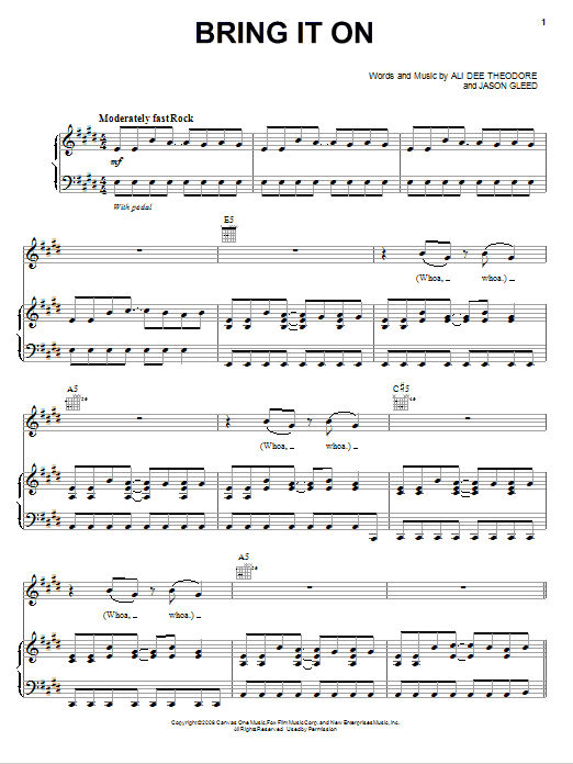 Learn to play Alvin And The Chipmunks Bring It On sheet music for Piano, Vocal & Guitar (Right-Hand Melody) in minutes. Alvin And The Chipmunks Bring It On sheet music notes and chords. Download Printable PDF.