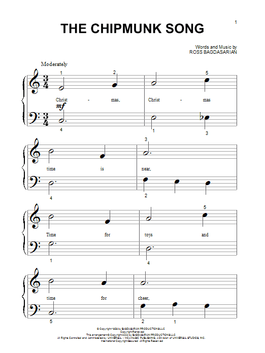 Learn to play Alvin And The Chipmunks The Chipmunk Song sheet music for Educational Piano in minutes. Alvin And The Chipmunks The Chipmunk Song sheet music notes and chords. Download Printable PDF.