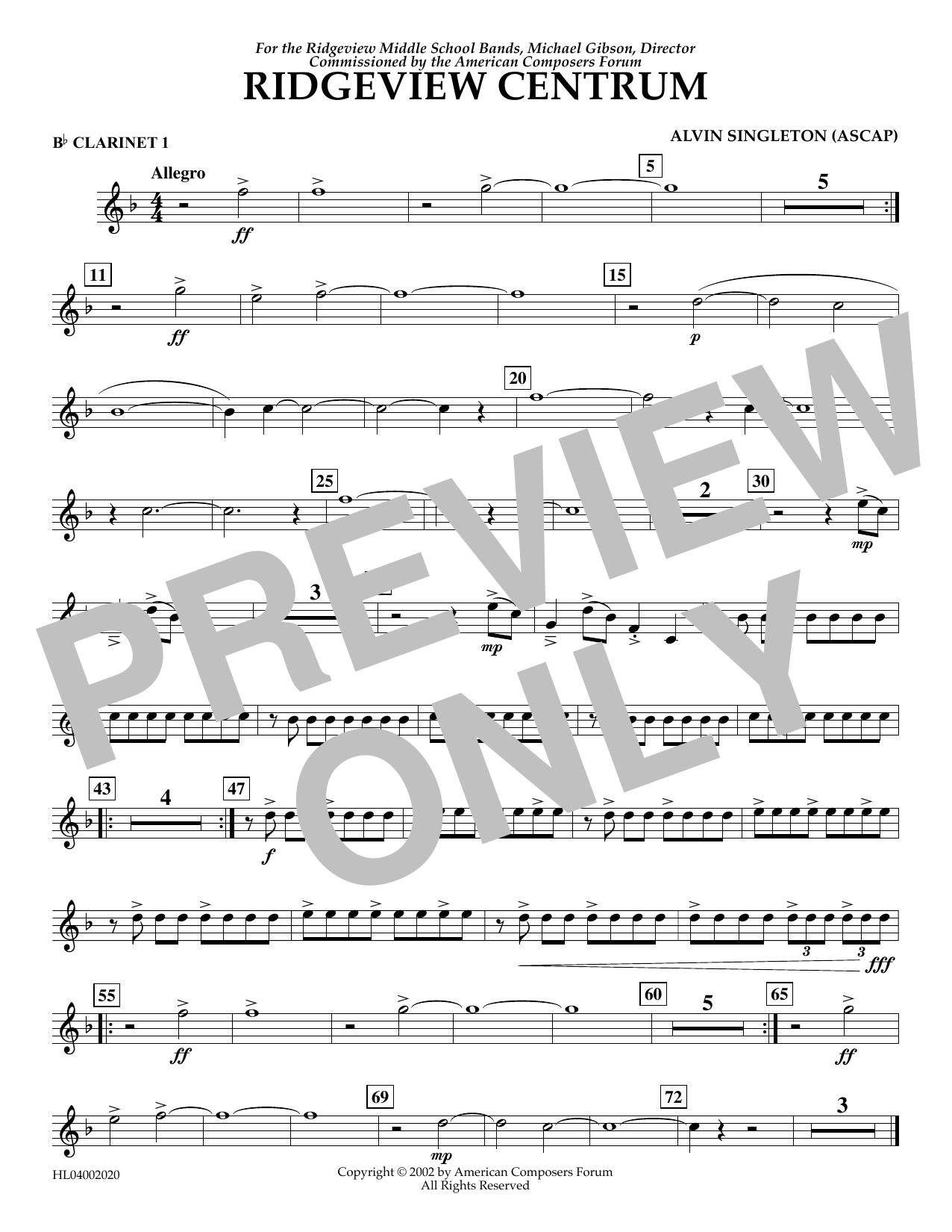 Learn to play Alvin Singleton Ridgeview Centrum - Bb Clarinet 1 sheet music for Concert Band in minutes. Price: 5.9900$ Alvin Singleton Ridgeview Centrum - Bb Clarinet 1 sheet music notes and chords arranged for Concert Band