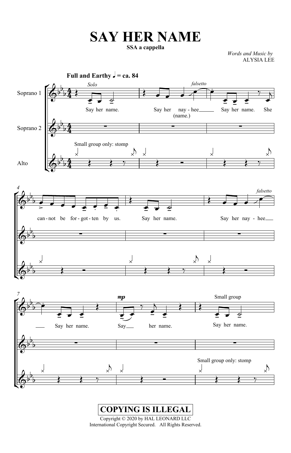 Alysia Lee Say Her Name sheet music notes and chords. Download Printable PDF.