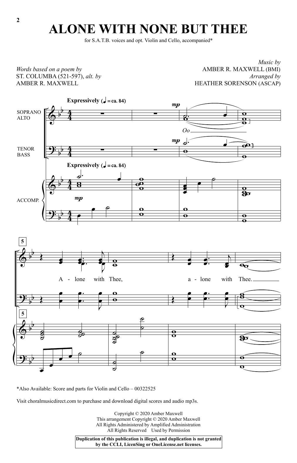 Learn to play Amber R. Maxwell Alone With None But Thee (arr. Heather Sorenson) sheet music for SATB Choir in minutes. Price: 3.9900$ Amber R. Maxwell Alone With None But Thee (arr. Heather Sorenson) sheet music notes and chords arranged for SATB Choir