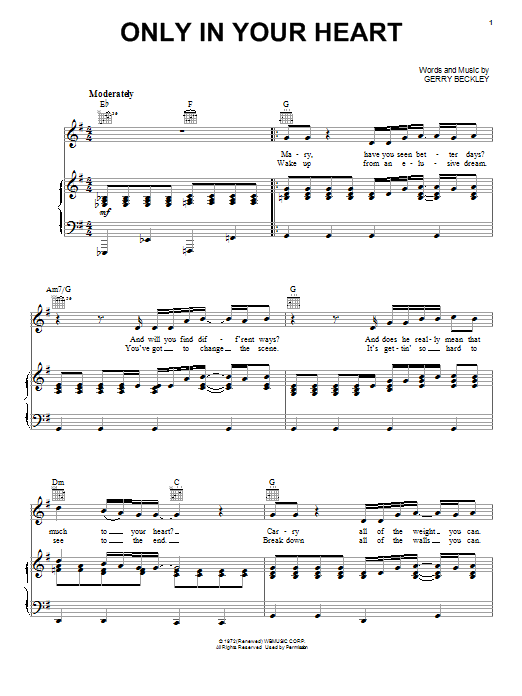 America Only In Your Heart sheet music notes and chords. Download Printable PDF.