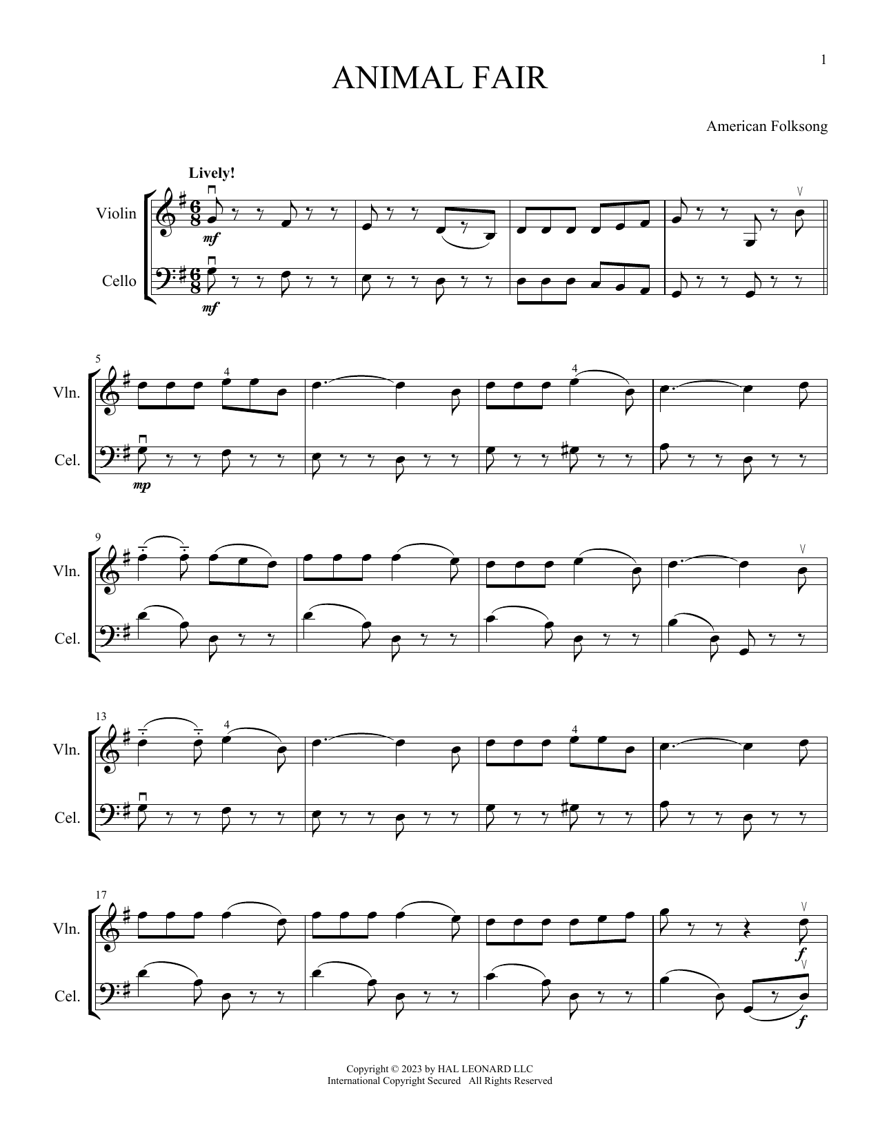 American Folksong Animal Fair (arr. Michelle Hynson) sheet music notes and chords. Download Printable PDF.