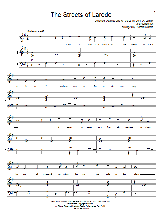 American Cowboy Song The Streets Of Laredo Sheet Music Pdf Notes Chords Country Score Guitar Chords Lyrics Download Printable Sku 80938
