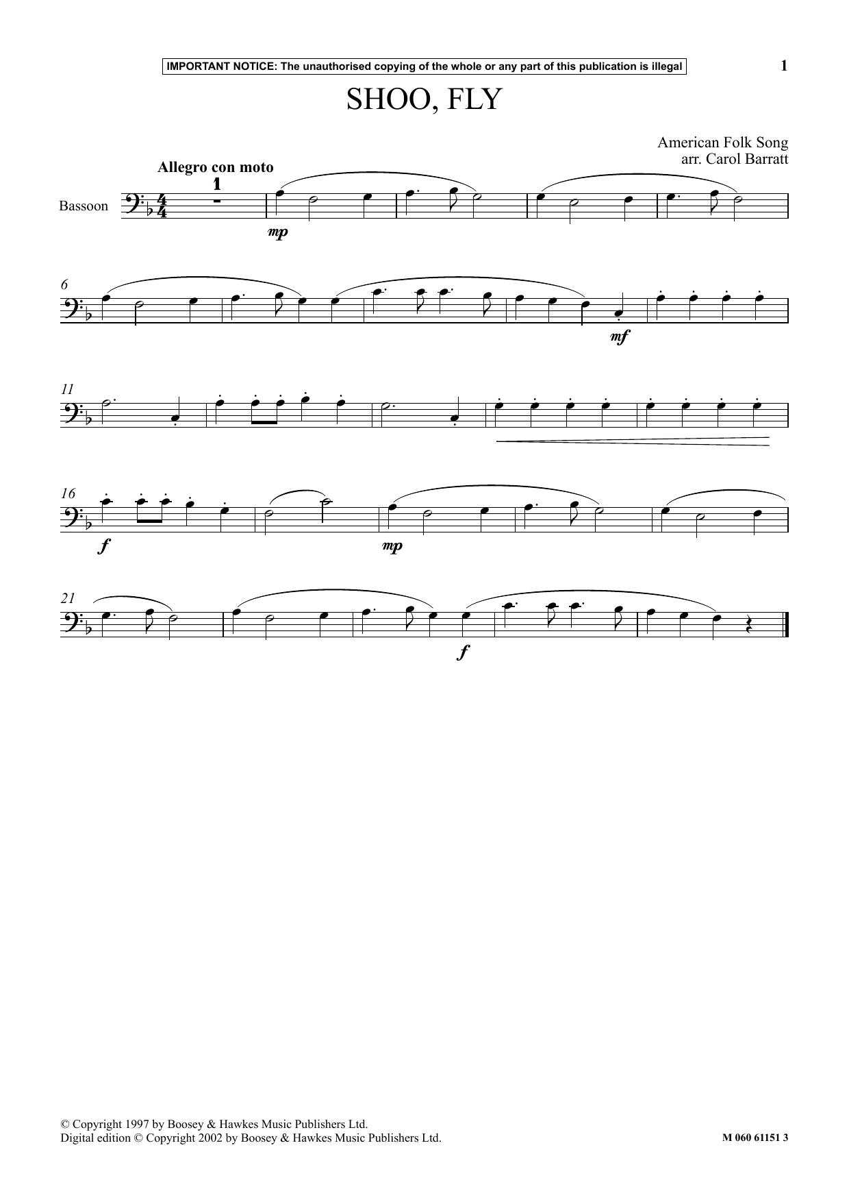 American Folk Song Shoo Fly sheet music notes and chords. Download Printable PDF.