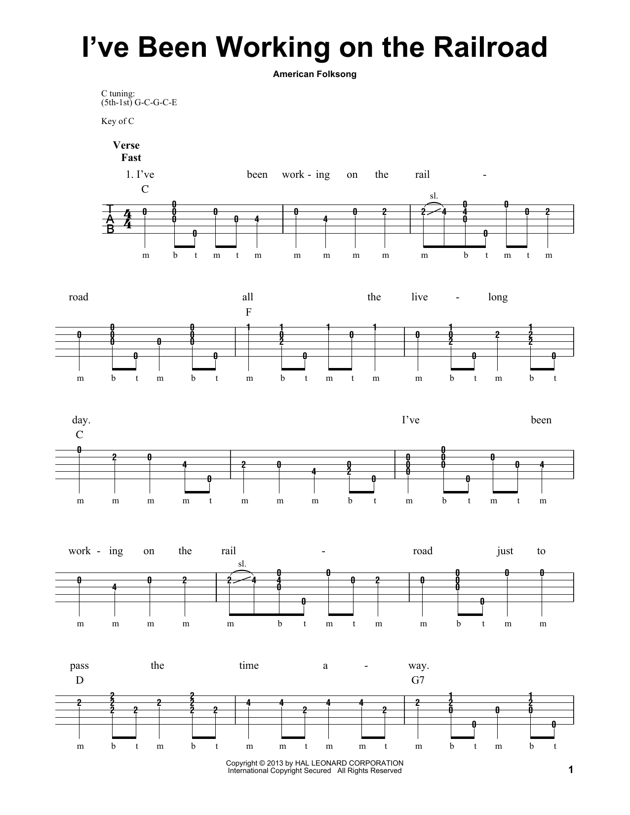 American Folksong I've Been Working On The Railroad sheet music notes and chords. Download Printable PDF.