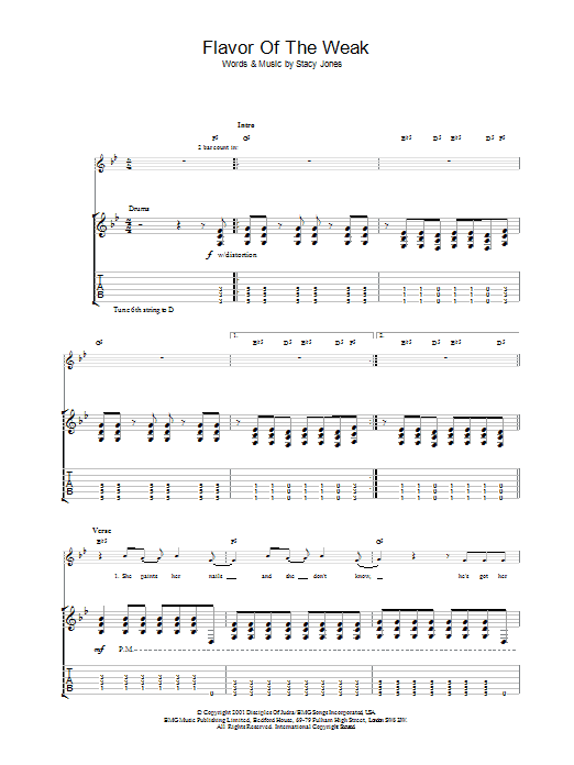 American Hi-Fi Flavor Of The Weak sheet music notes and chords. Download Printable PDF.