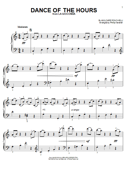 Learn to play Amilcare Ponchielli Dance Of The Hours sheet music for Easy Piano in minutes. Price: 6.9900$ Amilcare Ponchielli Dance Of The Hours sheet music notes and chords arranged for Easy Piano