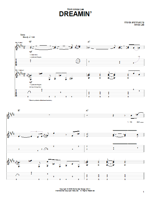 Learn to play Amos Lee Dreamin' sheet music for Guitar Tab in minutes. Price: 7.8900$ Amos Lee Dreamin' sheet music notes and chords arranged for Guitar Tab