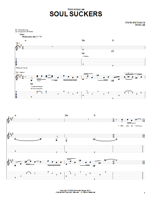 Amos Lee Soul Suckers sheet music notes and chords. Download Printable PDF.