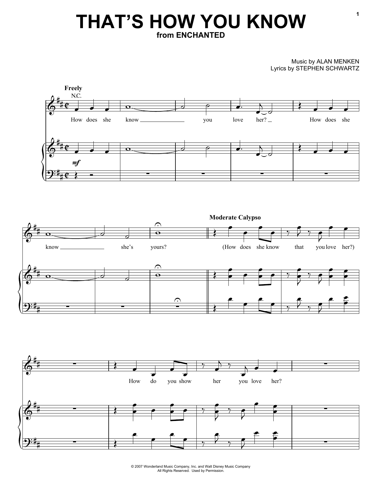 Amy Adams That's How You Know (from Enchanted) sheet music notes and chords. Download Printable PDF.