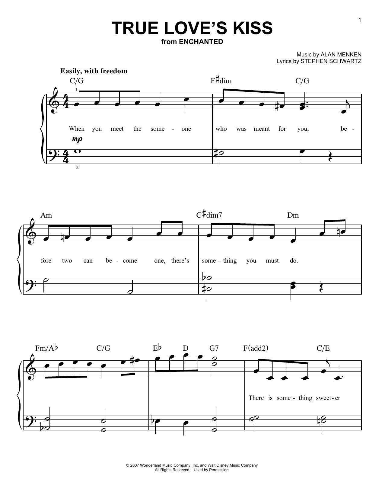 Amy Adams True Love's Kiss sheet music notes and chords. Download Printable PDF.