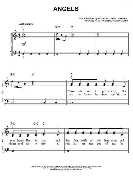 Amy Grant Angels sheet music notes and chords. Download Printable PDF.