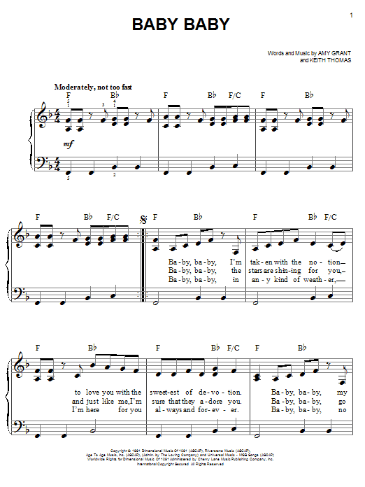 Amy Grant Baby Baby sheet music notes and chords. Download Printable PDF.