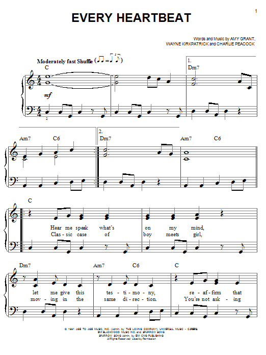 Amy Grant Every Heartbeat sheet music notes and chords. Download Printable PDF.