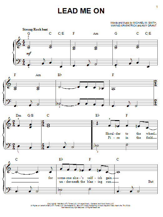 Amy Grant Lead Me On sheet music notes and chords. Download Printable PDF.